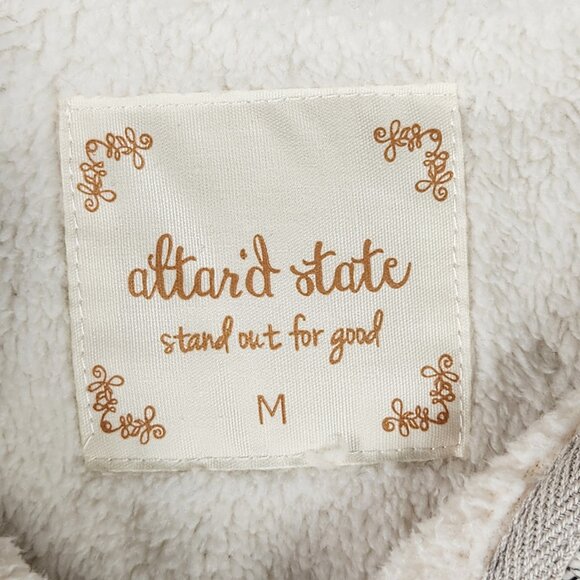 Altar'd State Gray Chevron Sherpa Vest Full Zip Size M Gray Fleece Lining - Picture 3 of 7